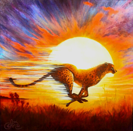 "Gold Speed" - 80 x 80 cm - C&eacute;lina &copy; - DISPONIBLE / Peu importe votre vitesse, sur une mauvaise route, vous n'arriverez jamais &agrave; destination