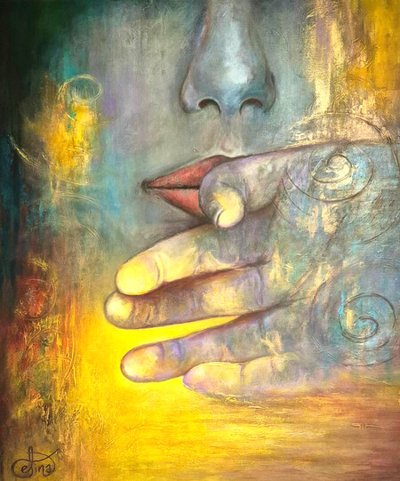 "La Rencontre" - 60 x 50 cm - C&eacute;lina &copy; -  VENDU